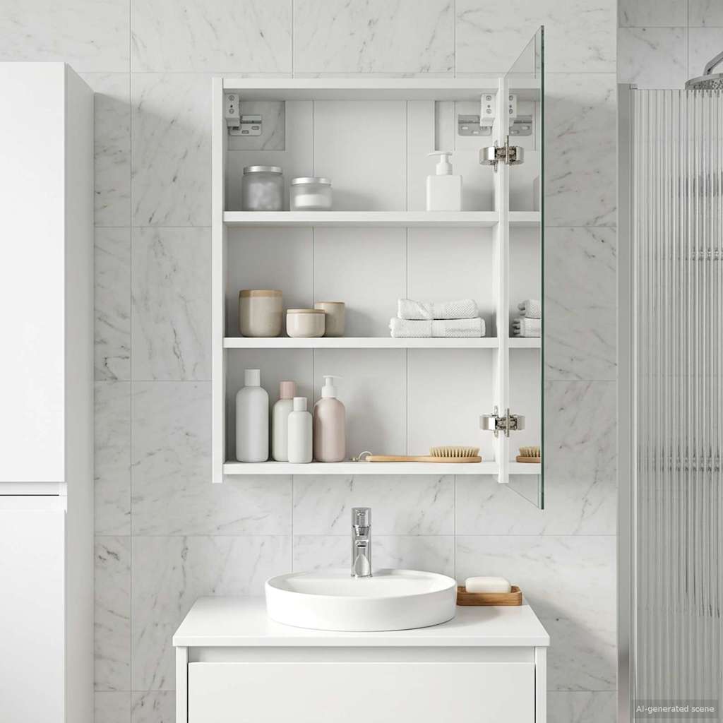 vidaXL Bathroom Mirror Cabinet White 43 x 16 x 62.5 cm Engineered wood