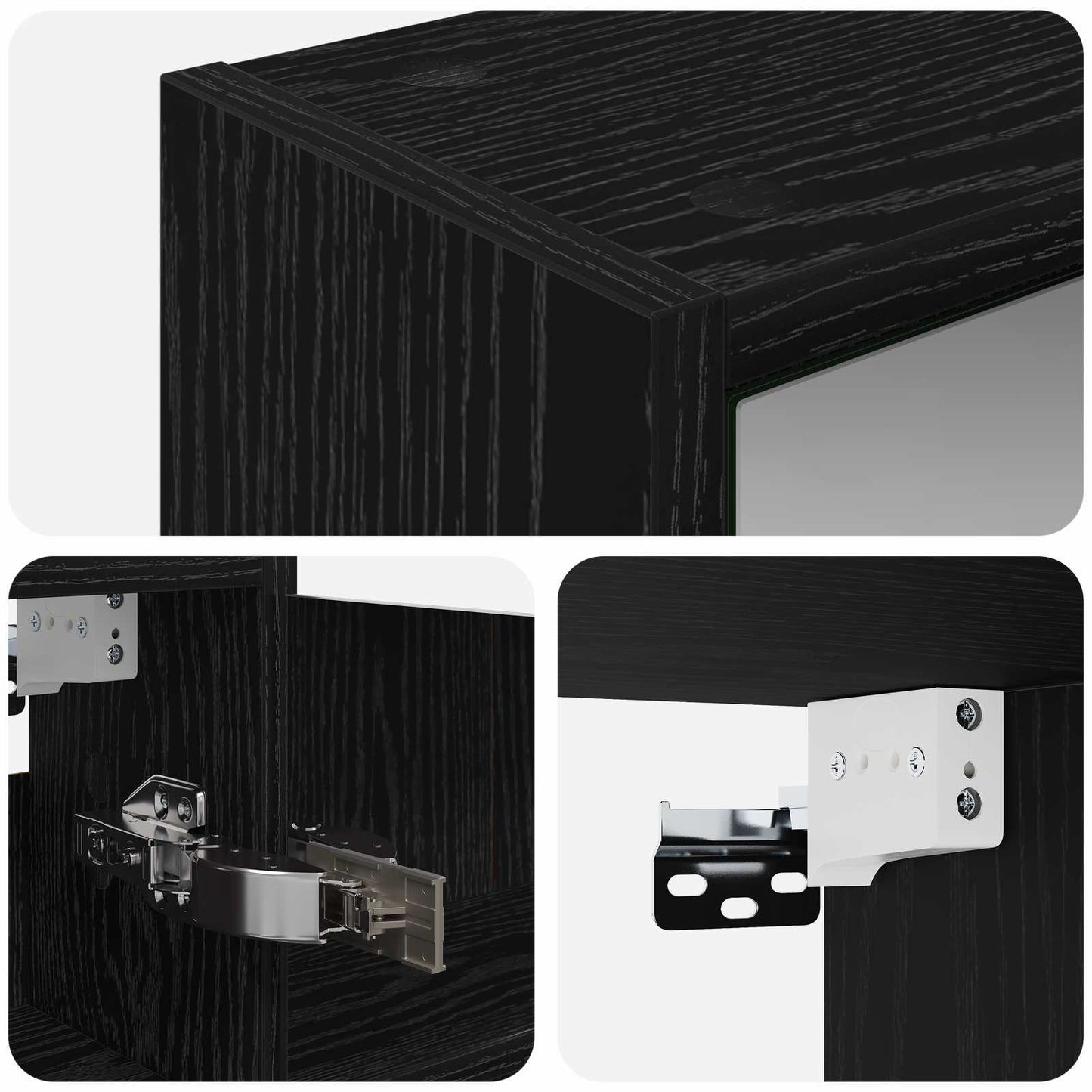 vidaXL Bathroom Mirror Cabinet with Shelf Black Oak 43 x 16 x 62.5 cm
