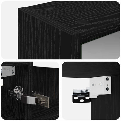 vidaXL Bathroom Mirror Cabinet with Shelf Black Oak 43 x 16 x 62.5 cm