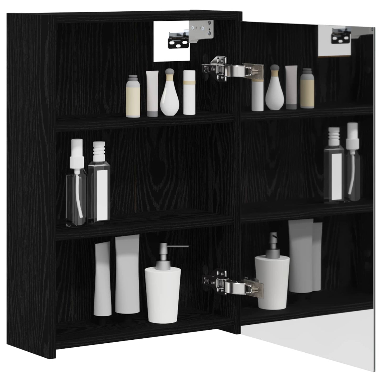 vidaXL Bathroom Mirror Cabinet with Shelf Black Oak 43 x 16 x 62.5 cm