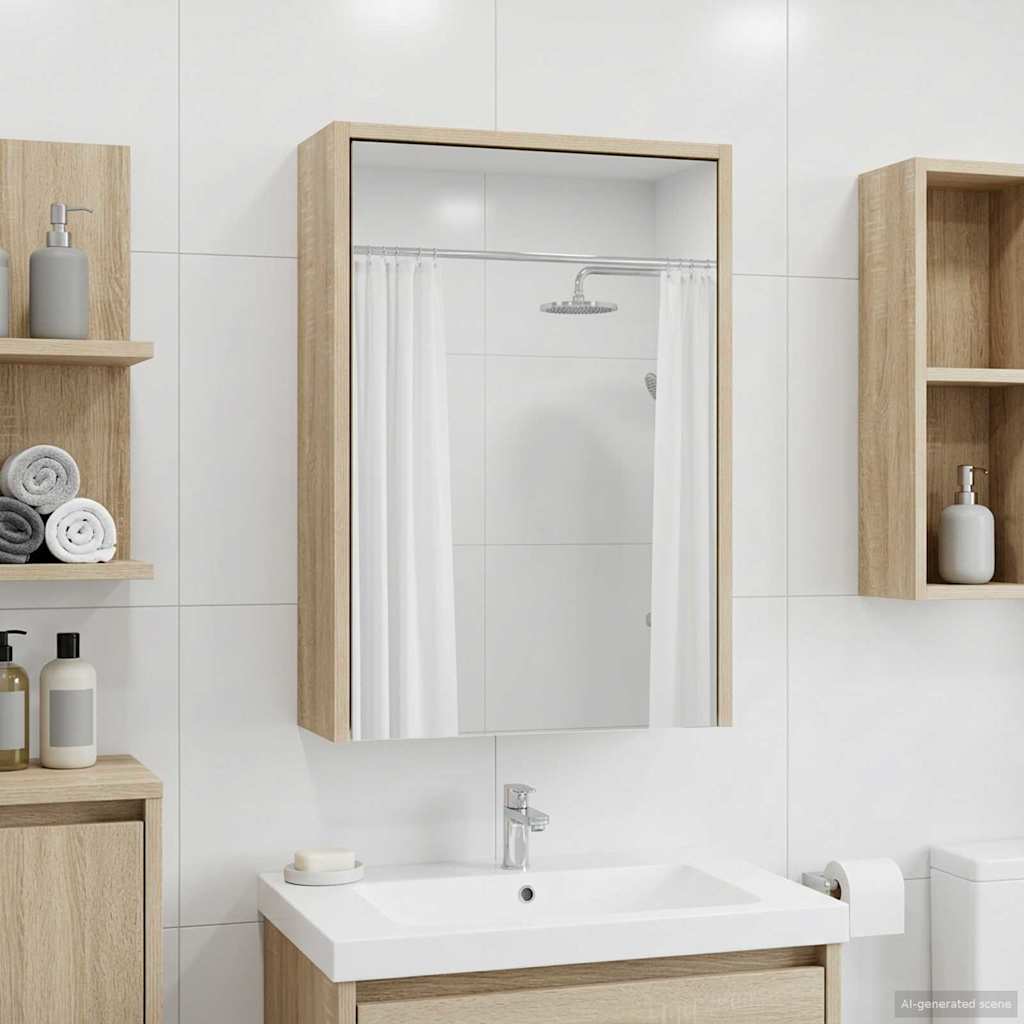 vidaXL Bathroom Mirror Cabinet with Shelf Sonoma Oak 43 x 16 x 62.5 cm