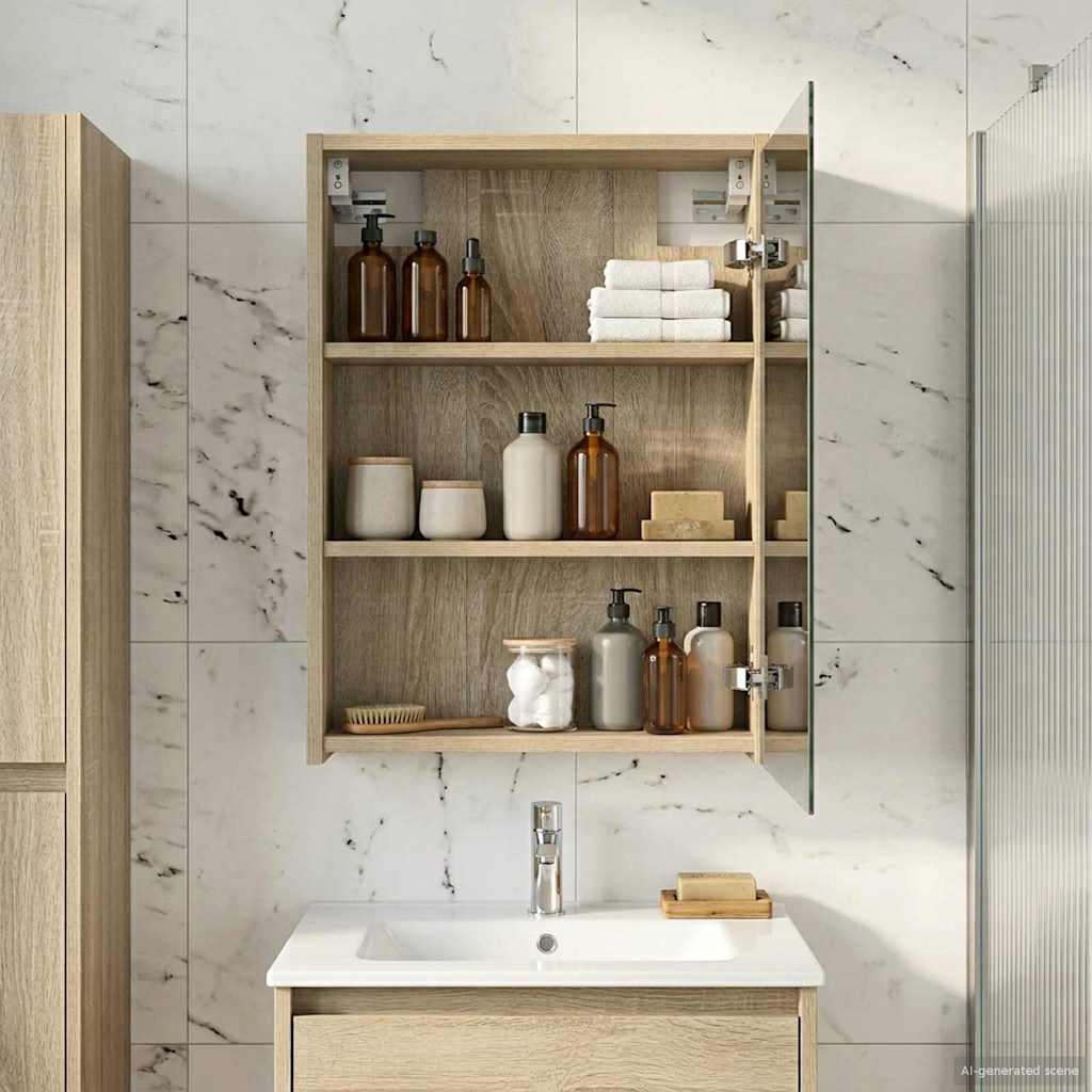 vidaXL Bathroom Mirror Cabinet with Shelf Sonoma Oak 43 x 16 x 62.5 cm