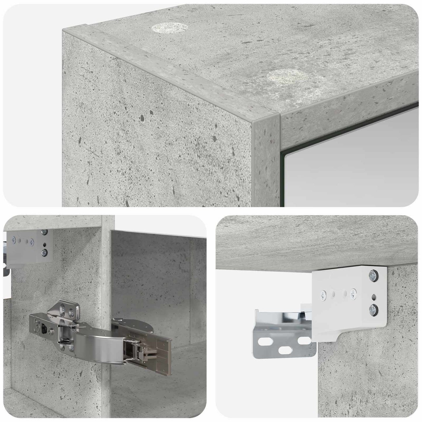 vidaXL Bathroom Mirror Cabinet Concrete Grey 43 x 16 x 62.5 cm