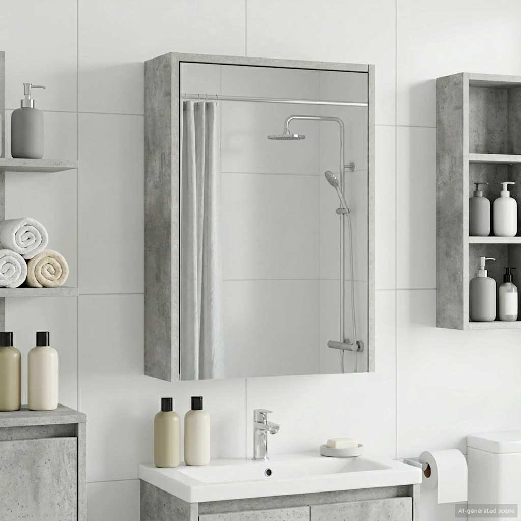 vidaXL Bathroom Mirror Cabinet Concrete Grey 43 x 16 x 62.5 cm