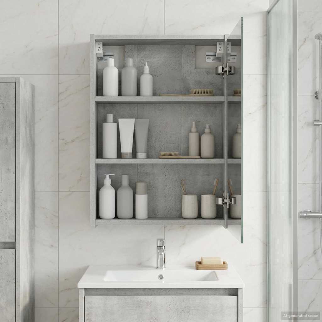 vidaXL Bathroom Mirror Cabinet Concrete Grey 43 x 16 x 62.5 cm