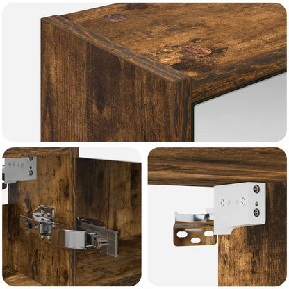 vidaXL Bathroom Mirror Cabinet with Shelf Smoked Oak 43 x 16 x 62.5 cm