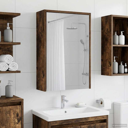 vidaXL Bathroom Mirror Cabinet with Shelf Smoked Oak 43 x 16 x 62.5 cm