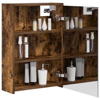 vidaXL Bathroom Mirror Cabinet with Shelf Smoked Oak 43 x 16 x 62.5 cm