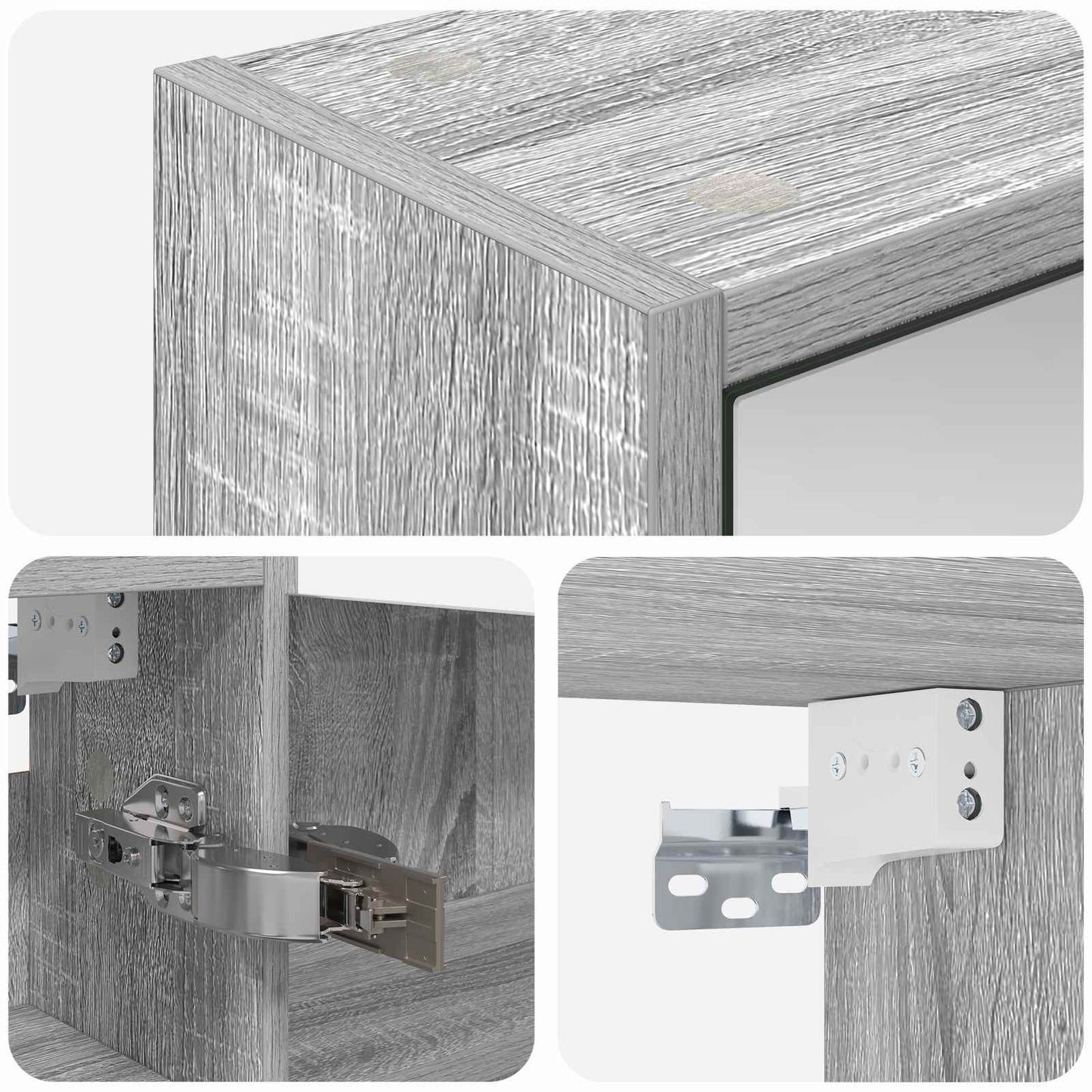 vidaXL Bathroom Mirror Cabinet with Door Grey Sonoma 43 x 16 x 62.5 cm
