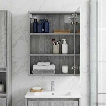 vidaXL Bathroom Mirror Cabinet with Door Grey Sonoma 43 x 16 x 62.5 cm