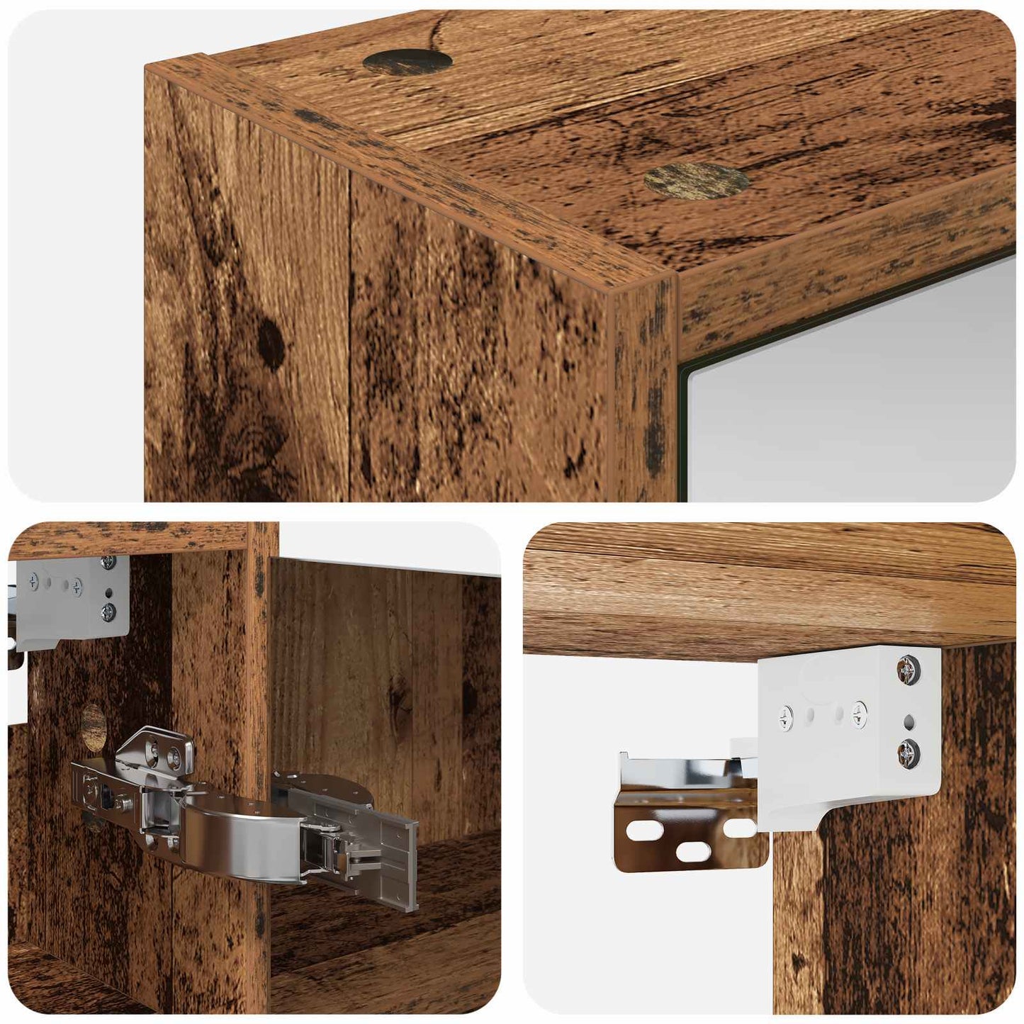 vidaXL Bathroom Mirror Cabinet with Shelf Old Wood 43 x 16 x 62.5 cm
