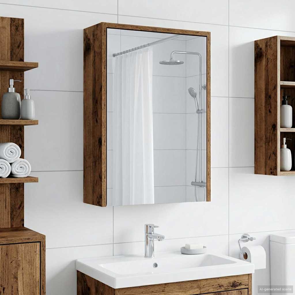 vidaXL Bathroom Mirror Cabinet with Shelf Old Wood 43 x 16 x 62.5 cm