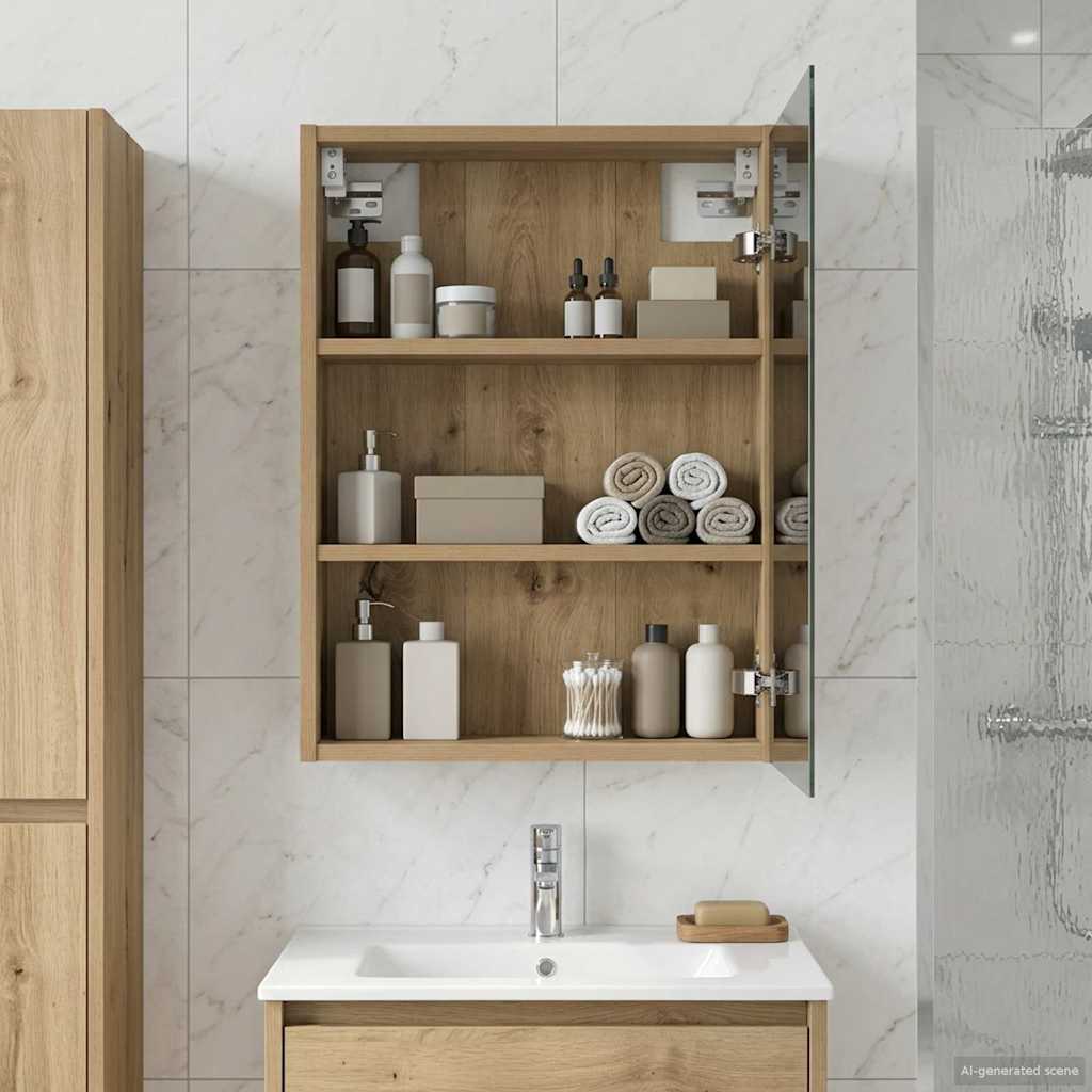 vidaXL Bathroom Mirror Cabinet Artisian Oak 43 x 16 x 62.5 cm