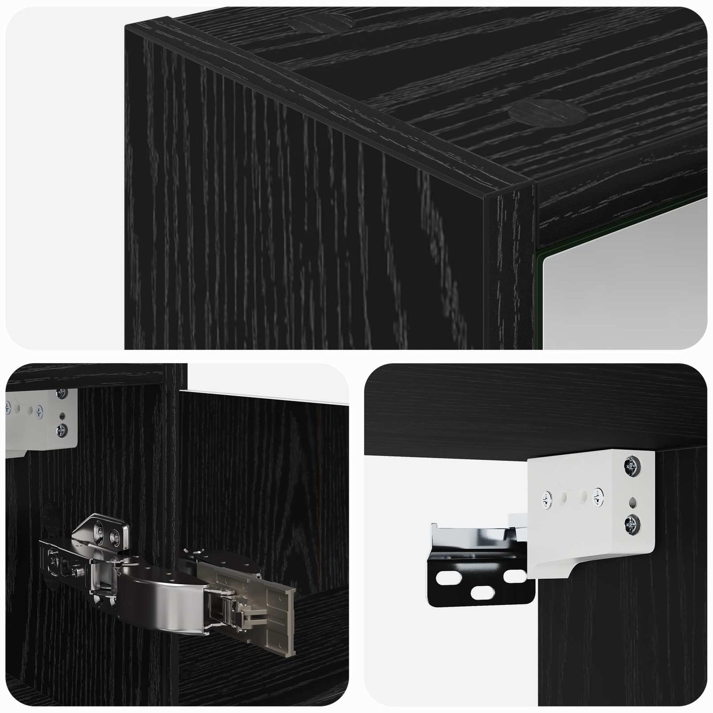 vidaXL Bathroom Mirror Cabinet with Shelf Black Oak 43 x 16 x 62.5 cm