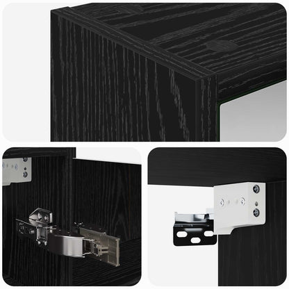 vidaXL Bathroom Mirror Cabinet with Shelf Black Oak 43 x 16 x 62.5 cm