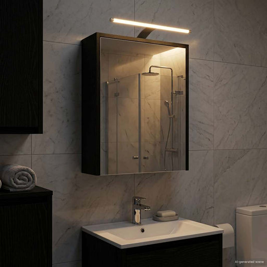 vidaXL Bathroom Mirror Cabinet with Shelf Black Oak 43 x 16 x 62.5 cm