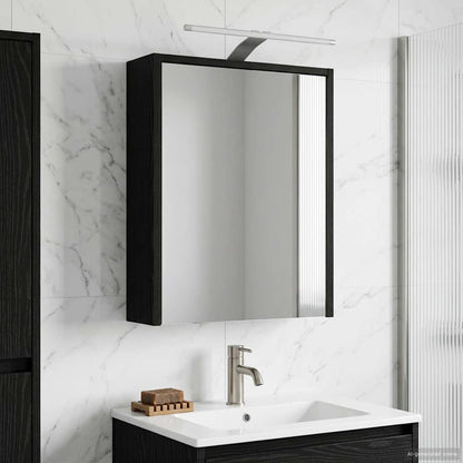 vidaXL Bathroom Mirror Cabinet with Shelf Black Oak 43 x 16 x 62.5 cm