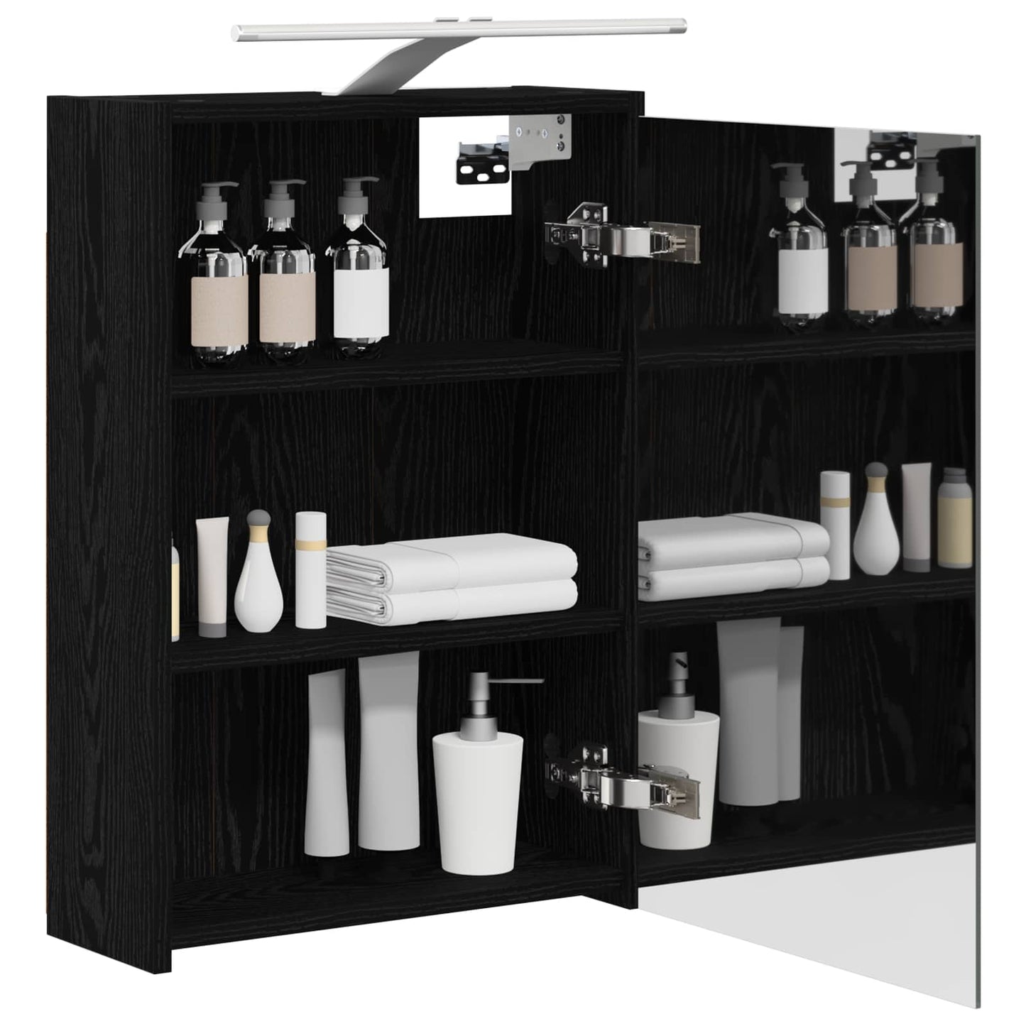 vidaXL Bathroom Mirror Cabinet with Shelf Black Oak 43 x 16 x 62.5 cm