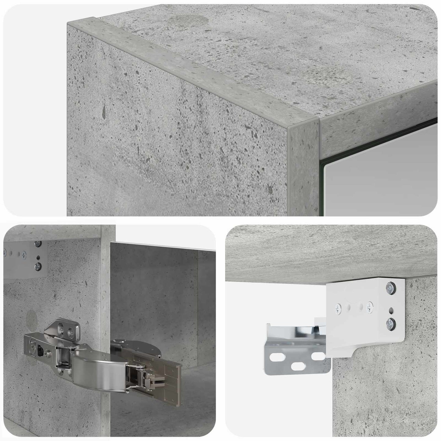 vidaXL Bathroom Mirror Cabinet Concrete Grey 43 x 16 x 62.5 cm