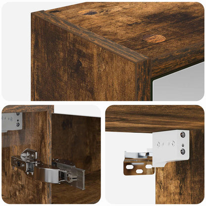 vidaXL Bathroom Mirror Cabinet with Shelf Smoked Oak 43 x 16 x 62.5 cm
