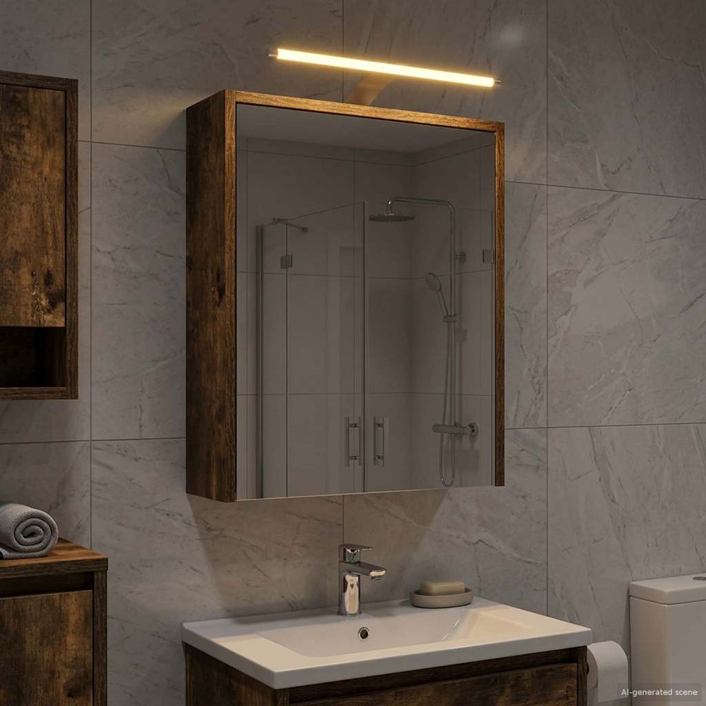 vidaXL Bathroom Mirror Cabinet with Shelf Smoked Oak 43 x 16 x 62.5 cm