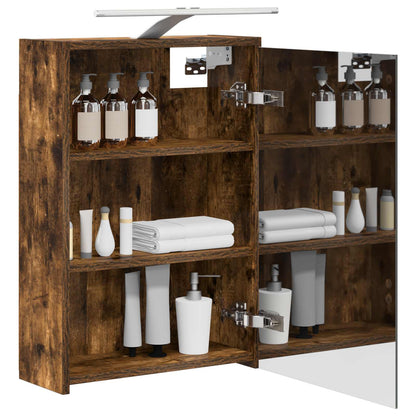 vidaXL Bathroom Mirror Cabinet with Shelf Smoked Oak 43 x 16 x 62.5 cm