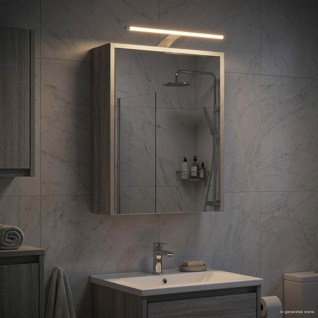 vidaXL Bathroom Mirror Cabinet with Door Grey Sonoma 43 x 16 x 62.5 cm