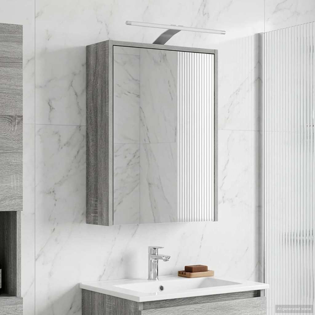 vidaXL Bathroom Mirror Cabinet with Door Grey Sonoma 43 x 16 x 62.5 cm