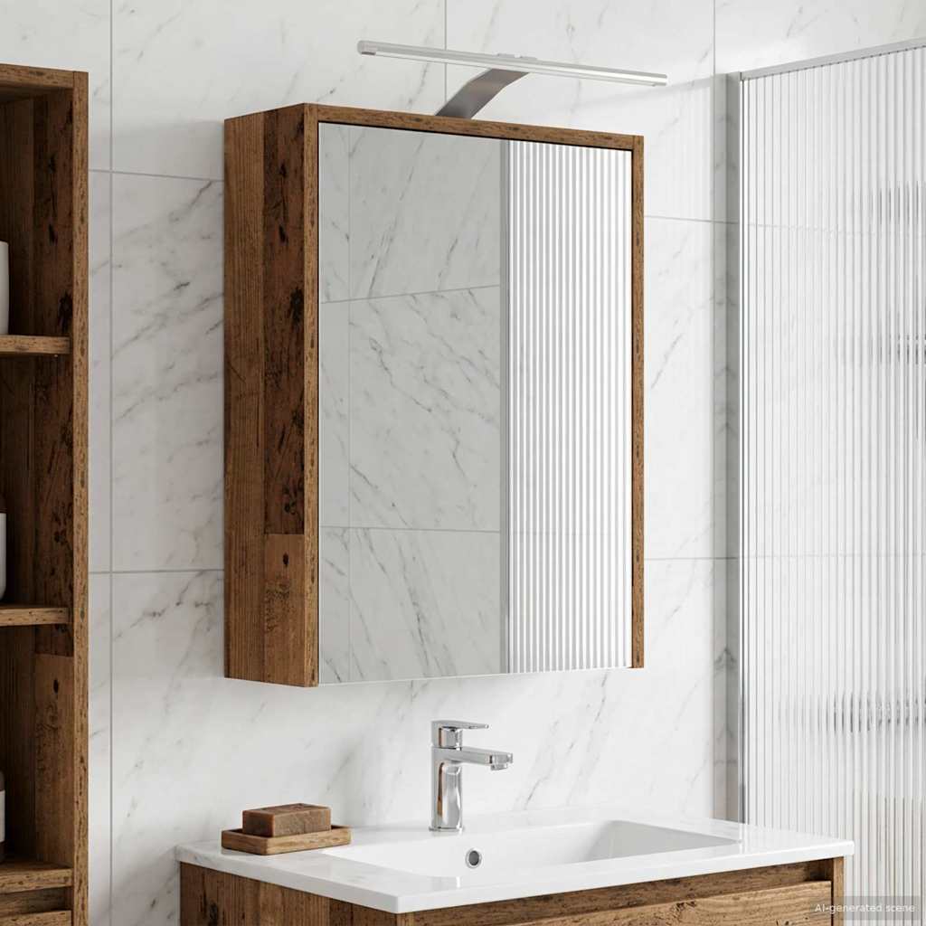 vidaXL Bathroom Mirror Cabinet with Shelf Old Wood 43 x 16 x 62.5 cm
