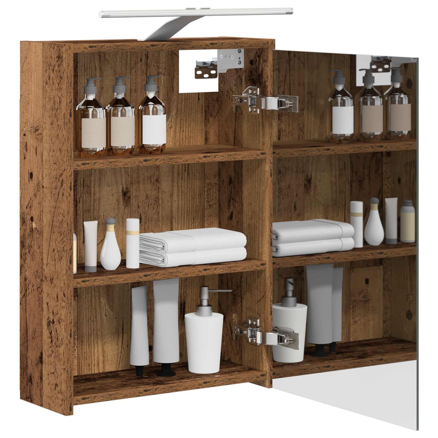 vidaXL Bathroom Mirror Cabinet with Shelf Old Wood 43 x 16 x 62.5 cm
