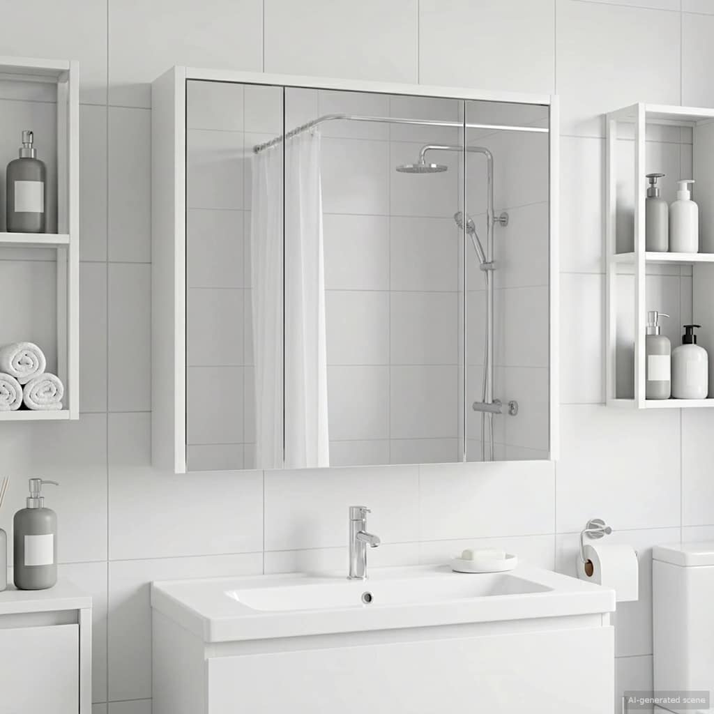 vidaXL Bathroom Mirror Cabinet White 63.5 x 16 x 62.5 cm