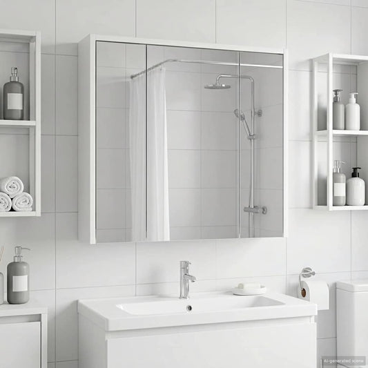 vidaXL Bathroom Mirror Cabinet White 63.5 x 16 x 62.5 cm