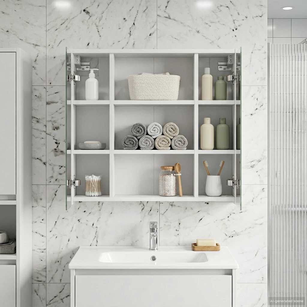 vidaXL Bathroom Mirror Cabinet White 63.5 x 16 x 62.5 cm