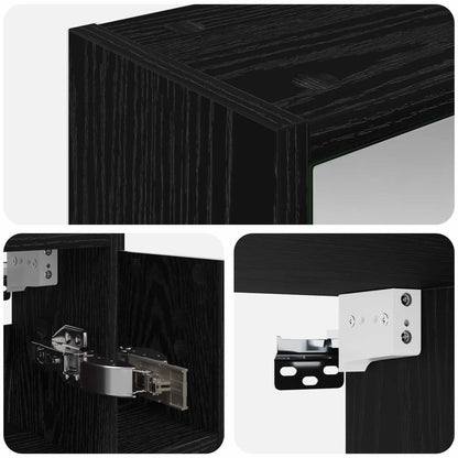 vidaXL Bathroom Mirror Cabinet Black Oak 63.5 x 16 x 62.5 cm