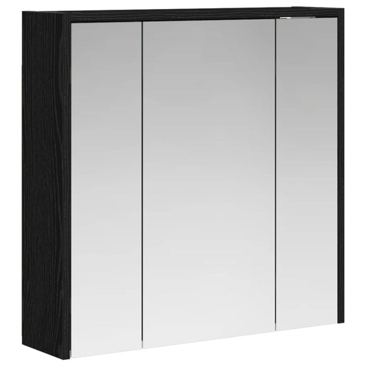 vidaXL Bathroom Mirror Cabinet Black Oak 63.5 x 16 x 62.5 cm