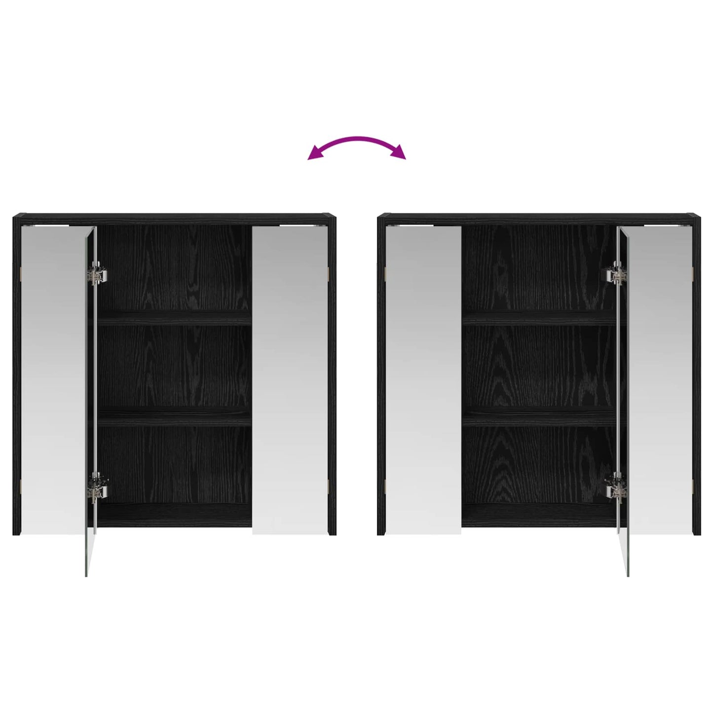 vidaXL Bathroom Mirror Cabinet Black Oak 63.5 x 16 x 62.5 cm
