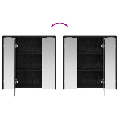 vidaXL Bathroom Mirror Cabinet Black Oak 63.5 x 16 x 62.5 cm