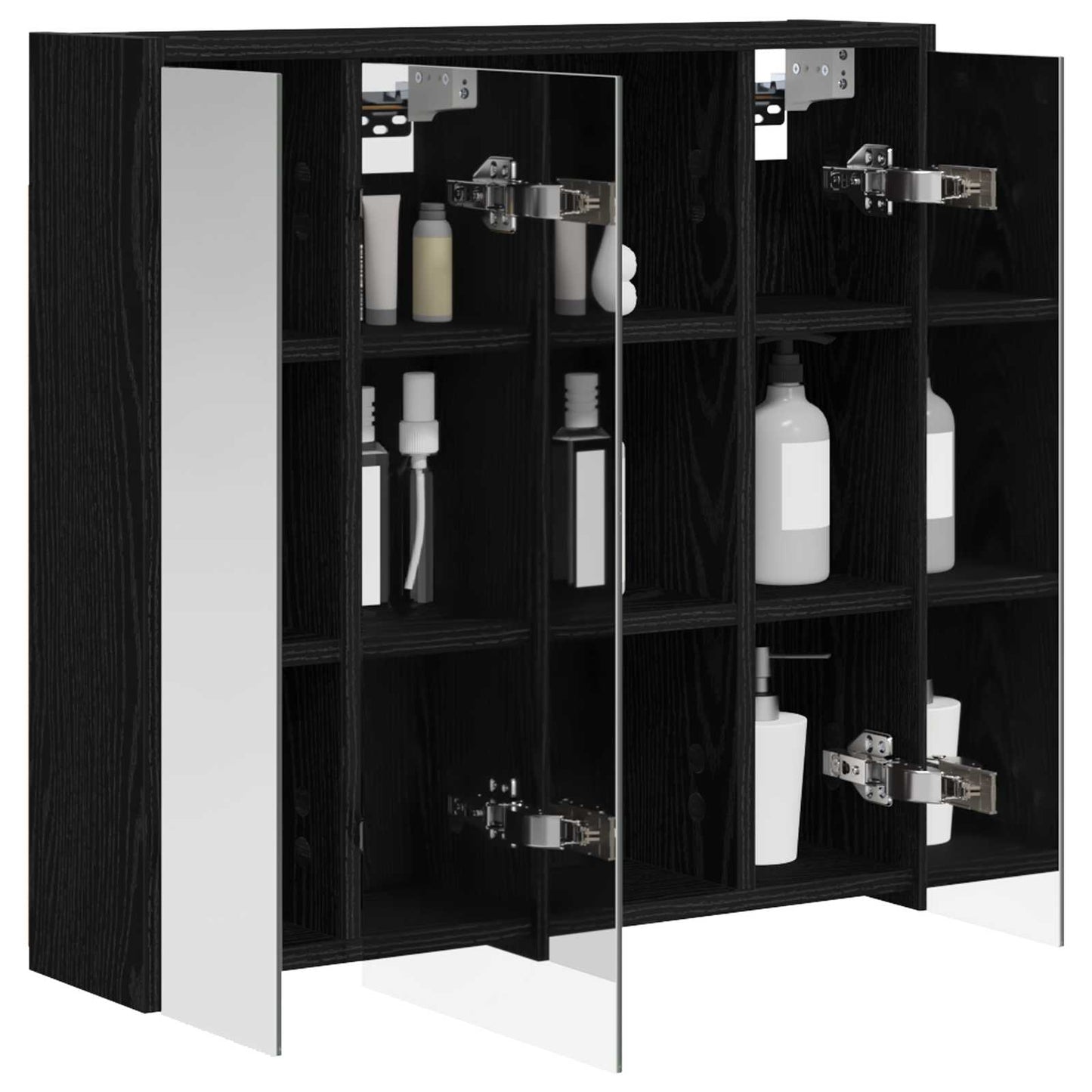 vidaXL Bathroom Mirror Cabinet Black Oak 63.5 x 16 x 62.5 cm