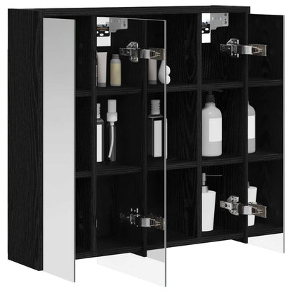 vidaXL Bathroom Mirror Cabinet Black Oak 63.5 x 16 x 62.5 cm