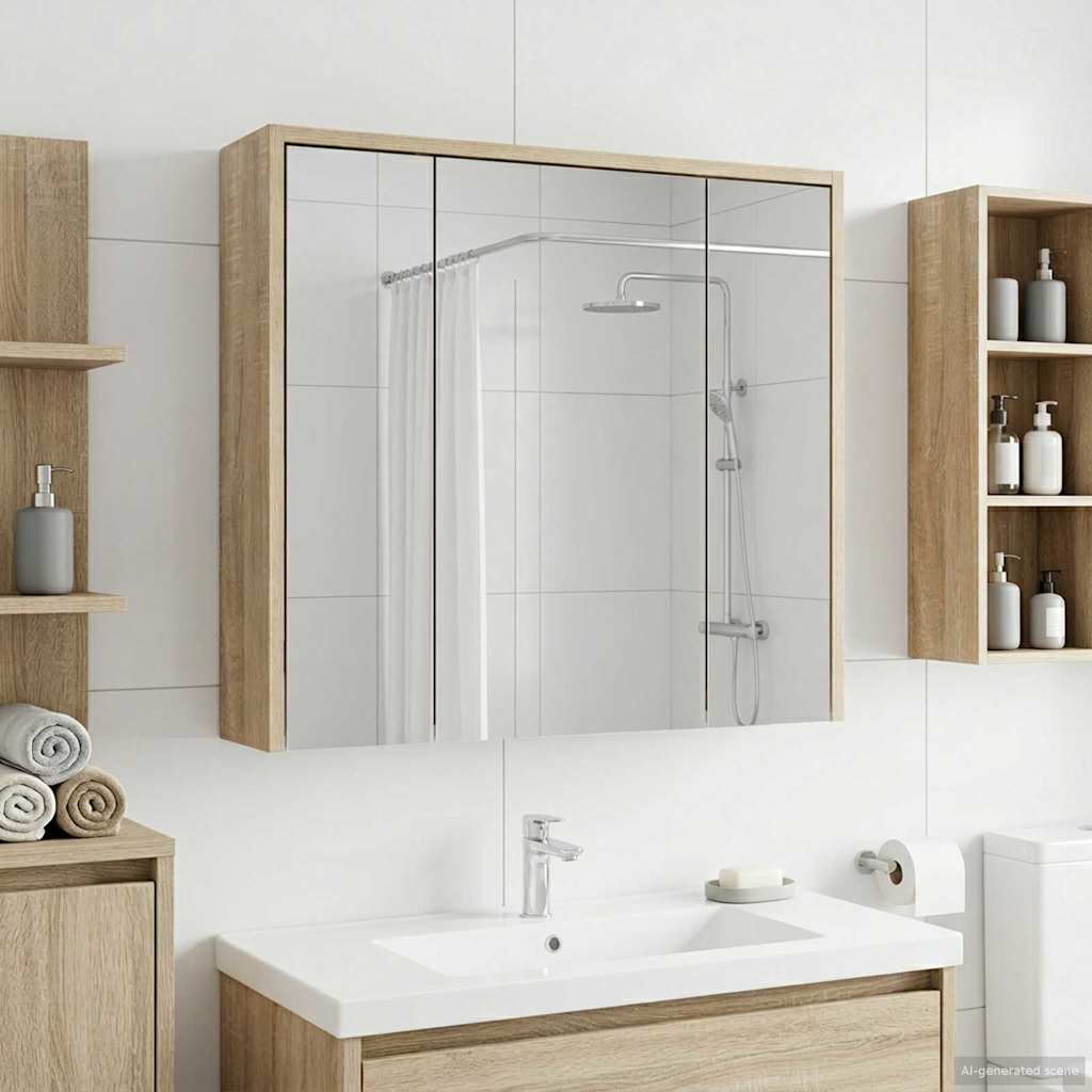 vidaXL Bathroom Mirror Cabinet Sonoma Oak 63.5 x 16 x 62.5 cm