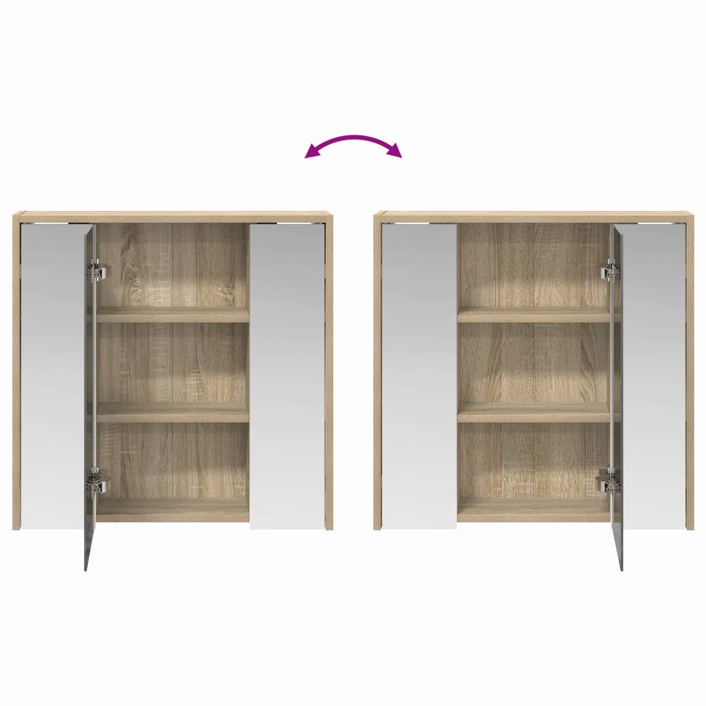 vidaXL Bathroom Mirror Cabinet Sonoma Oak 63.5 x 16 x 62.5 cm