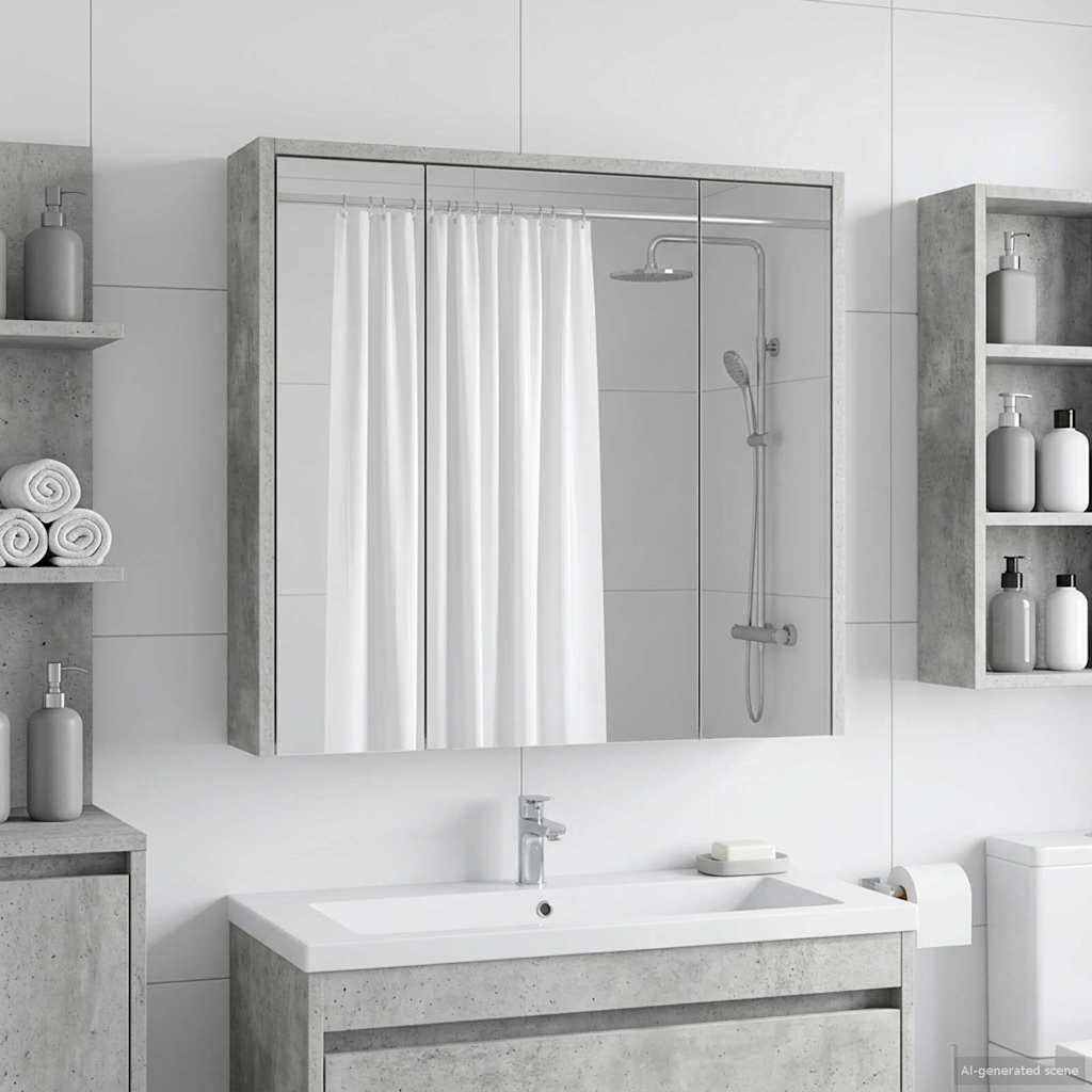 vidaXL Bathroom Mirror Cabinet Concrete Grey 63.5 x 16 x 62.5 cm