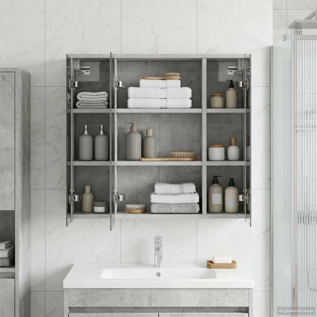 vidaXL Bathroom Mirror Cabinet Concrete Grey 63.5 x 16 x 62.5 cm