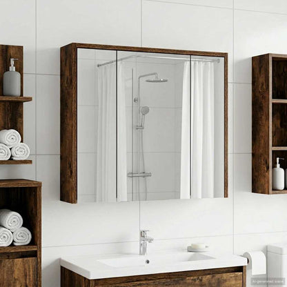 vidaXL Bathroom Mirror Cabinet Smoked Oak 63.5 x 16 x 62.5 cm
