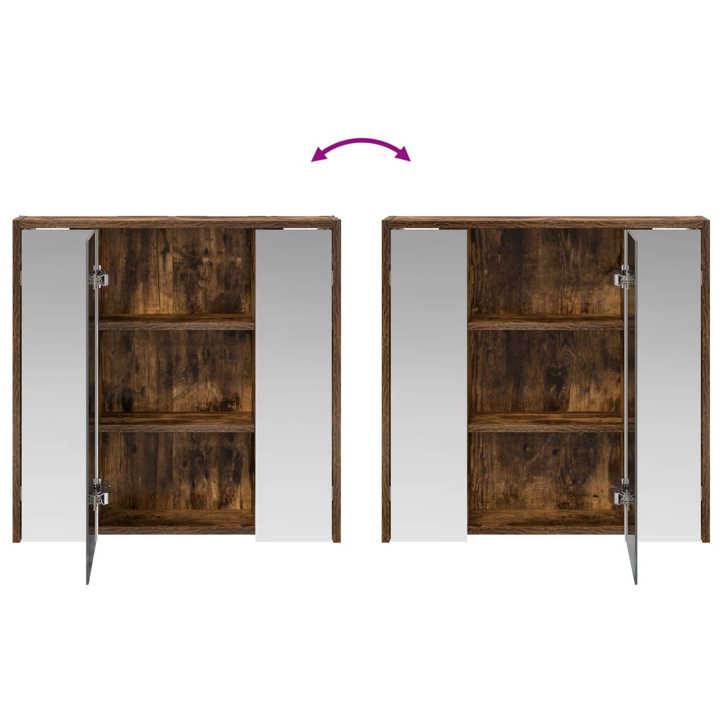 vidaXL Bathroom Mirror Cabinet Smoked Oak 63.5 x 16 x 62.5 cm