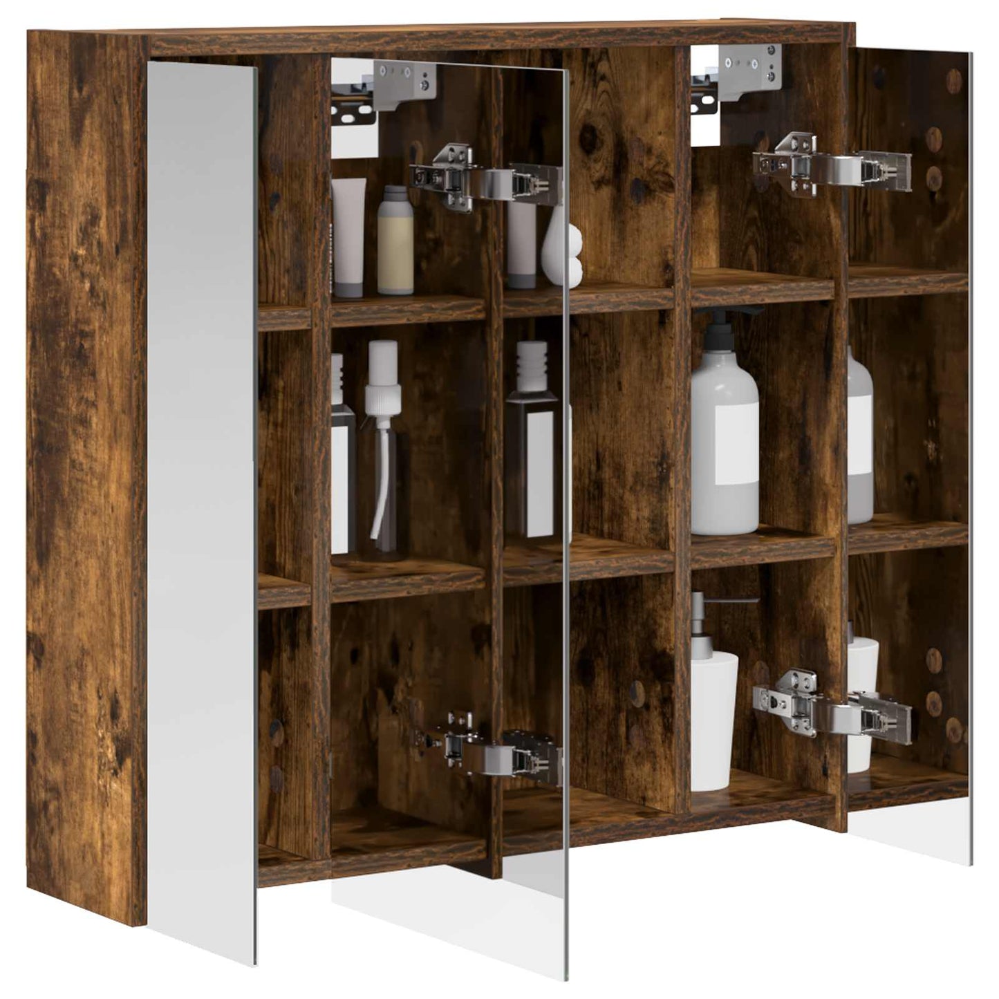 vidaXL Bathroom Mirror Cabinet Smoked Oak 63.5 x 16 x 62.5 cm