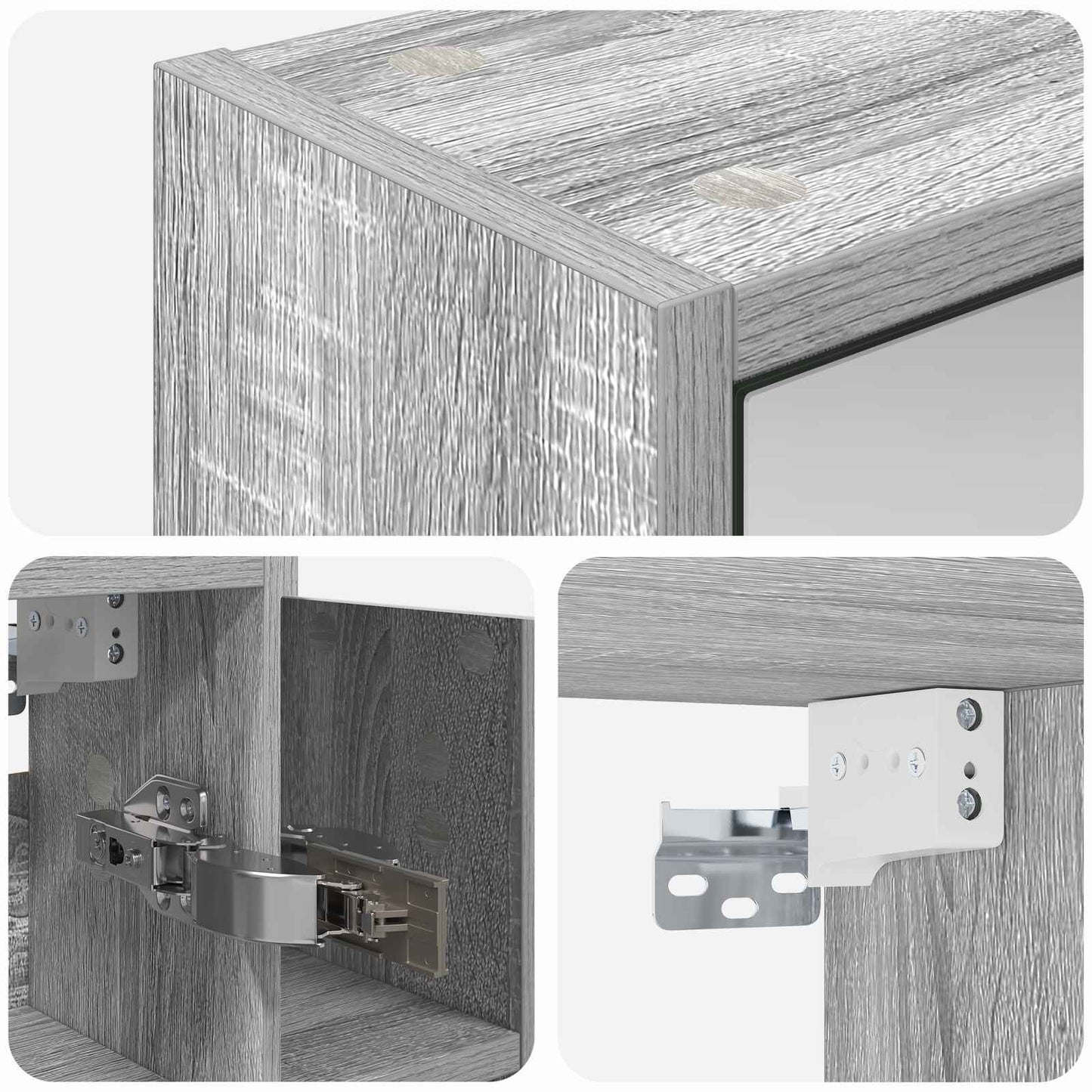 vidaXL Bathroom Mirror Cabinet Grey Sonoma 63.5 x 16 x 62.5 cm