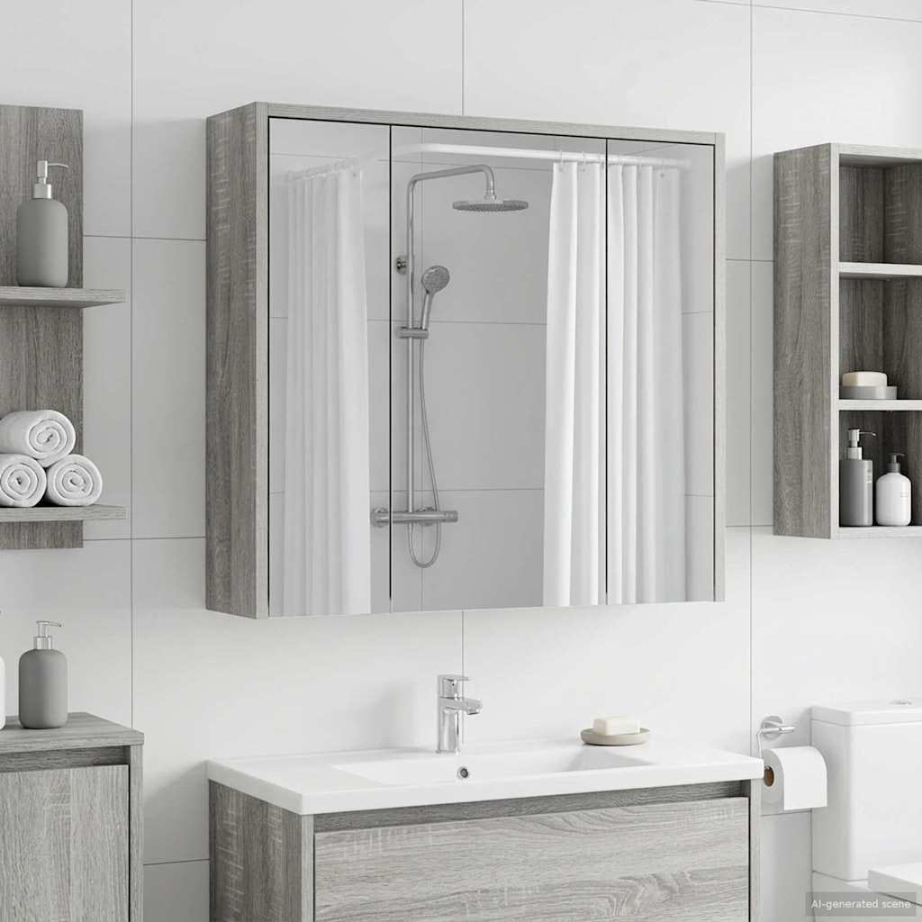 vidaXL Bathroom Mirror Cabinet Grey Sonoma 63.5 x 16 x 62.5 cm