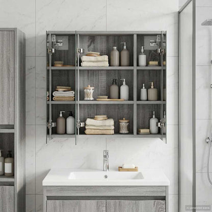 vidaXL Bathroom Mirror Cabinet Grey Sonoma 63.5 x 16 x 62.5 cm