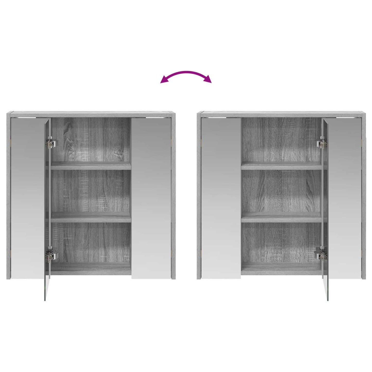 vidaXL Bathroom Mirror Cabinet Grey Sonoma 63.5 x 16 x 62.5 cm